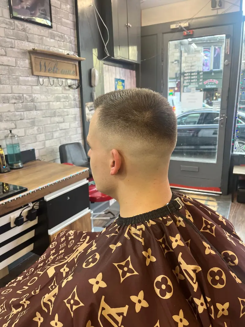 High skin fade, side view